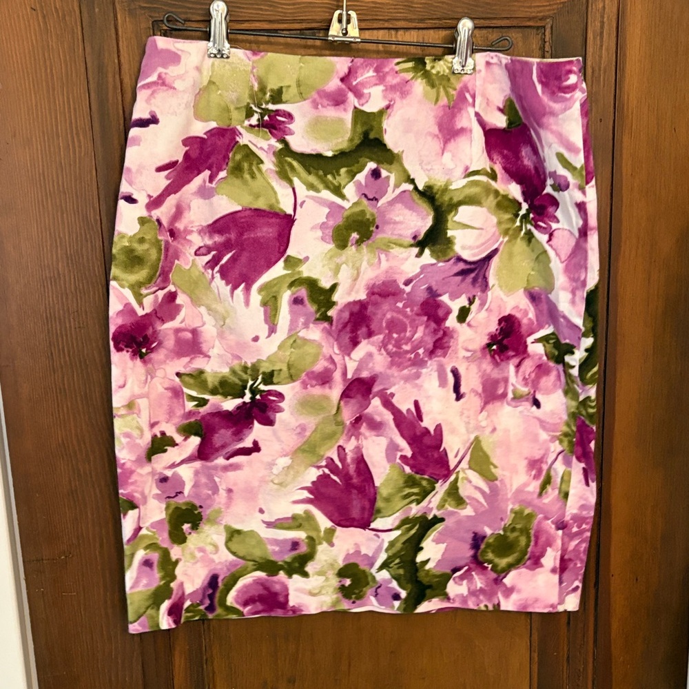 Floral Pencil Skirt in Pink and Green